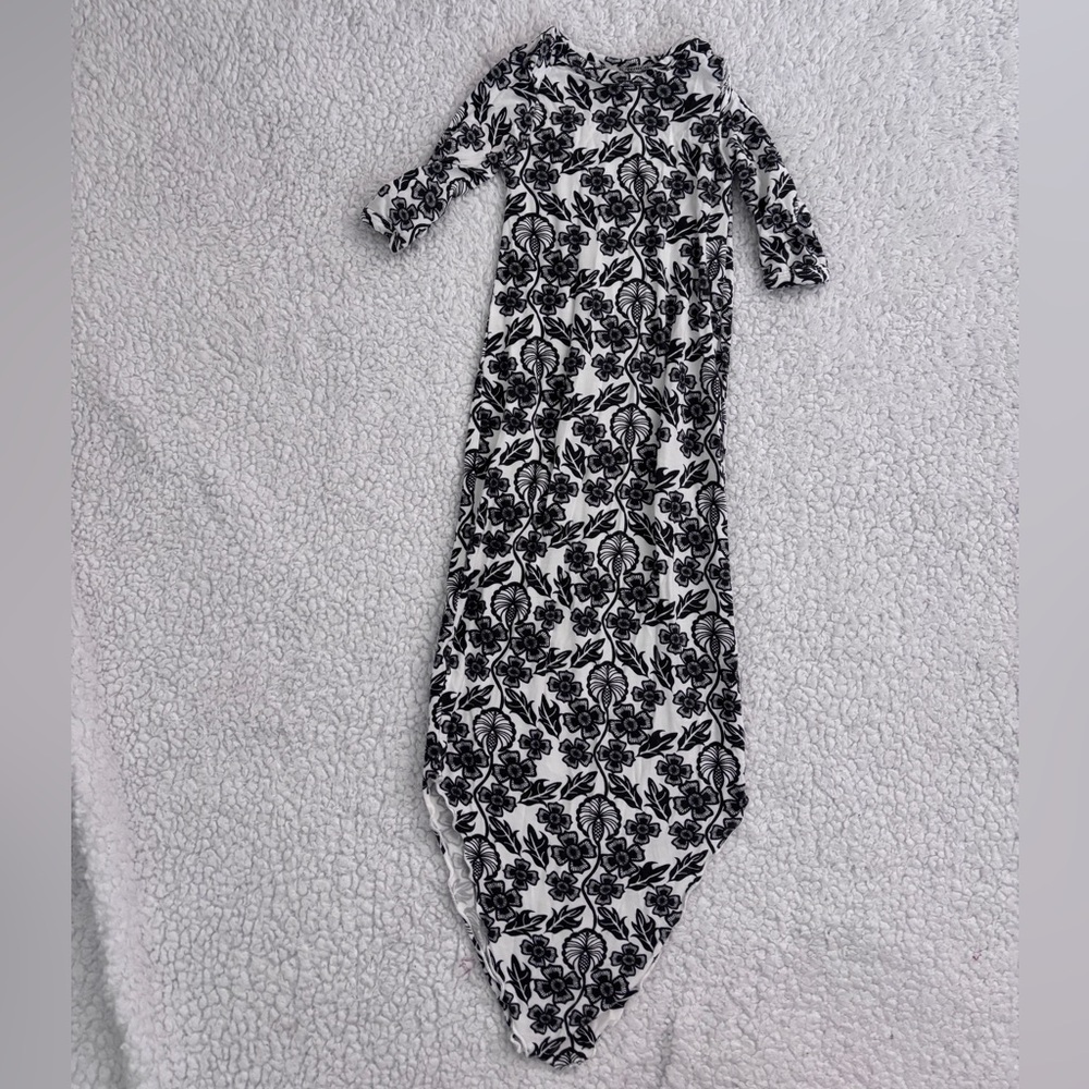 Kate Quinn Floral Black and White Knotted Gown